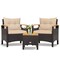 3 Pieces Patio Rattan Furniture Set with Removable Cushions-Beige